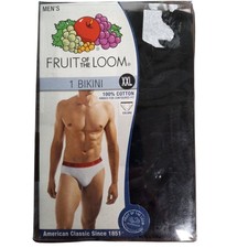 Fruit Of The Loom Size XXL 43 47 Bikini Underwear Mens 100% Cotton Black NEW