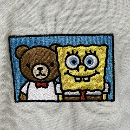 Teddy Fresh x Spongebob Squarepants Colour Block Hoodie Jumper Pullover Large - Picture 3 of 6