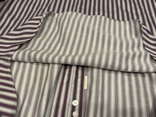 Brioni Men's Long Sleeve Purple/White Dress Shirt Striped Made In Italy Sz Small - Picture 8 of 9