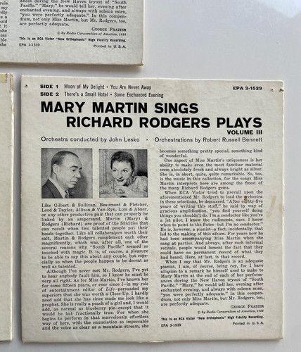 Mary Martin Sings Richard Rodgers Plays, Vol 1, 2, & 3,  EP 45 RPM RCA Victor - Bild 11 von 11
