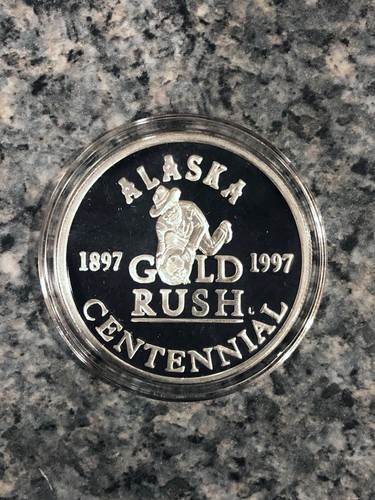 1997 Alaska Gold Rush Centennial 1oz .999 Fine Silver Round EXTREM SELTEN - Bild 2 von 5