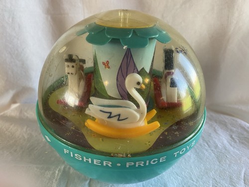 Vintage 1966 Fisher Price Roly Poly Chime Ball Toy #165 - Rocking Horse & Swan - Picture 2 of 4
