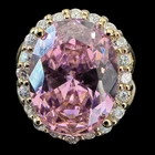 Vintage JBK Camrose Kross Pink Kunzite Ring Sterling 925 18K Gold Sz 6
