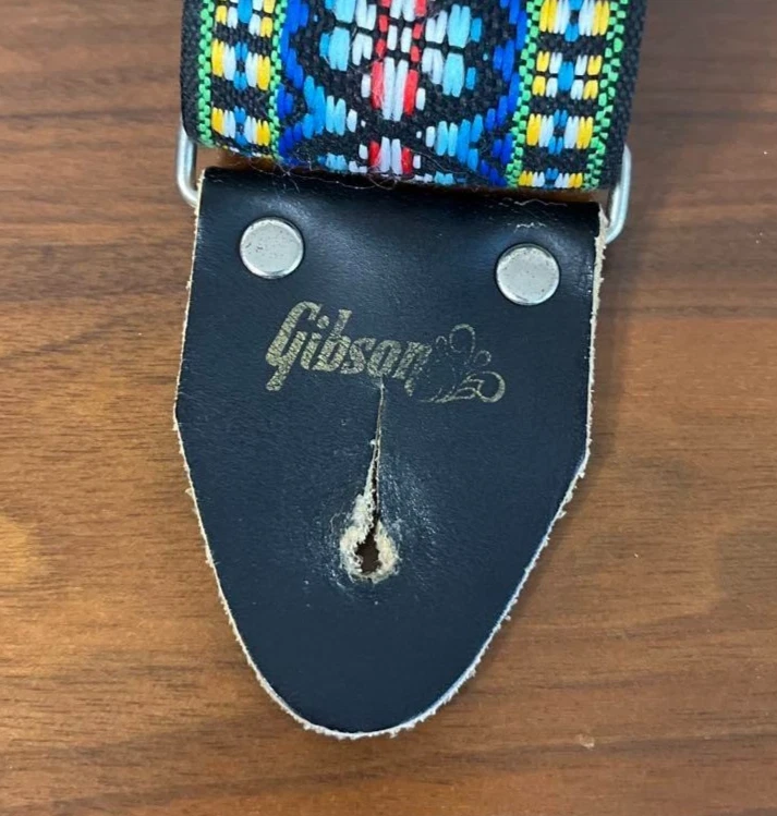 Correa de guitarra Gibson vintage años 70 logotipo cuero marrón muy rara de Japón muy buena condición Foto 2 de 4
