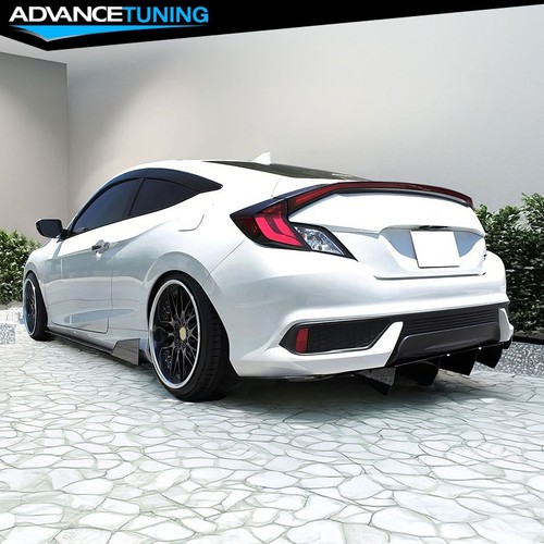 Fits 16-20 Honda Civic Coupe 2DR AF Style Rear Bumper Diffuser Aluminum Black - Picture 2 of 8
