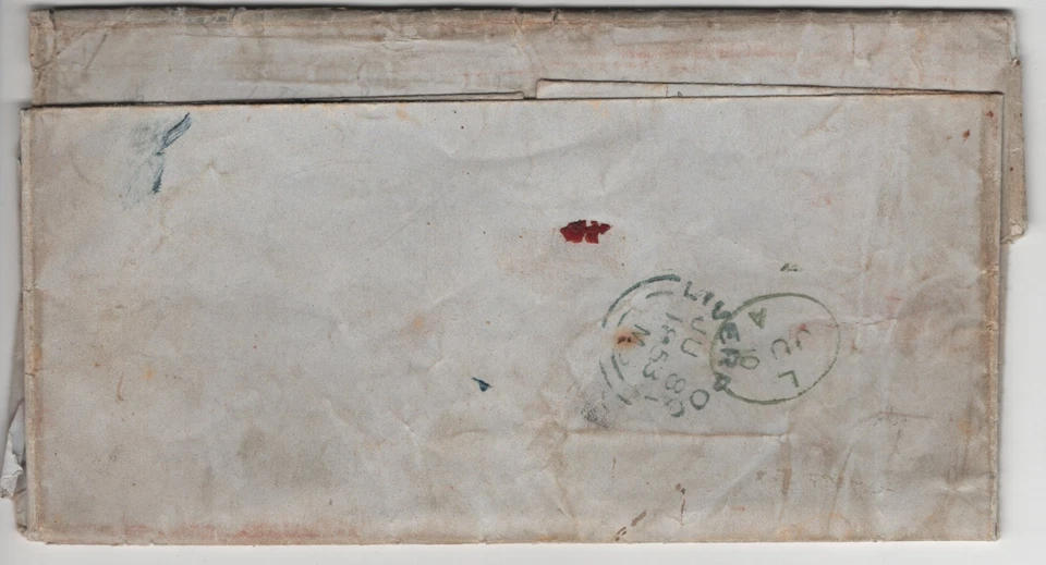 GREAT BRITAIN CREETOWN 1853 BOX CANCEL STAMPLESS COVER & LETTER TO US MASS. - Image 2 of 4