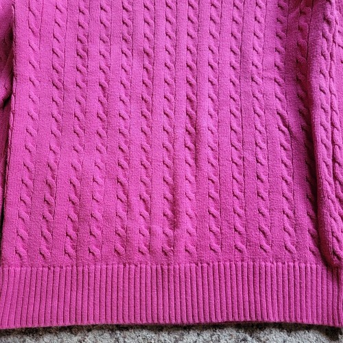 Vintage Lilly Pulitzer rosa 100 % Baumwolle klassischer adretter Pullover mit Zopfmuster Rundhalsausschnitt - Bild 3 von 8