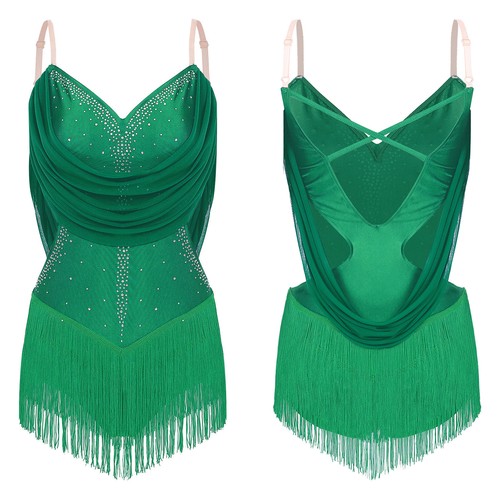 Women's Tassel Latin Jazz Dance Leotard Rave Outfits Birthday Party Costume - Picture 86 of 95