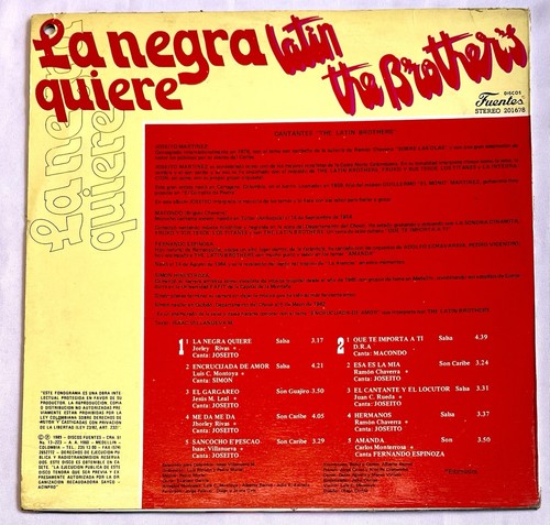 The Latin Brothers – La Negra Quiere - Salsa Son - Fuentes 1989 - Picture 2 of 4