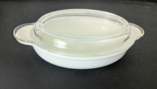 Vintage Corning Ware  P-14-B White Oval Casserole Baking Dishes 14 oz (2 Avail)