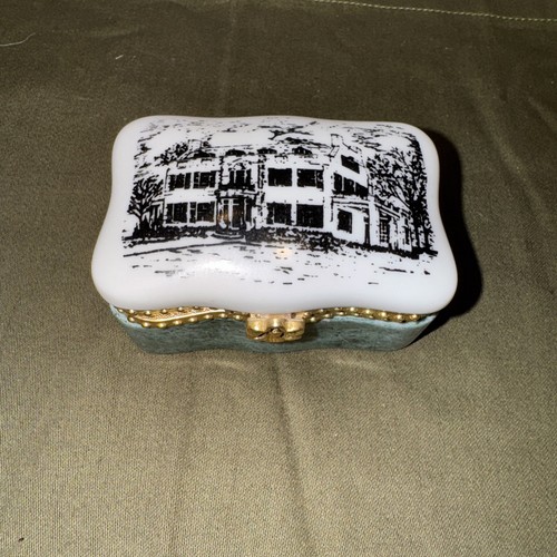 🏠 Oklahoma Governor's Mansion Ceramic Trinket Box Vintage - Picture 2 of 11