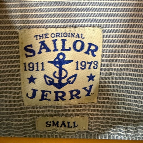 Sailor Jerry Striped Button Down Shirt Women's Long Sleeve Cotton Blue Size SM - Picture 2 of 8
