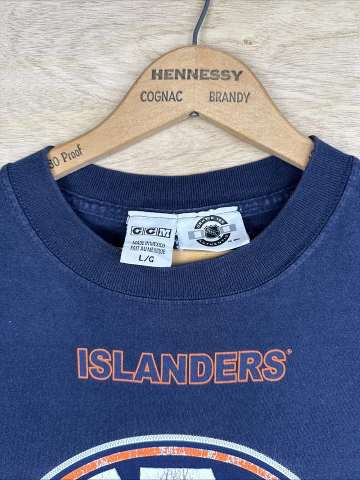 复古 CCM 纽约岛民 NHL 中心冰上曲棍球衬衫 尺寸 L Y2K — 第 3/4 张图片