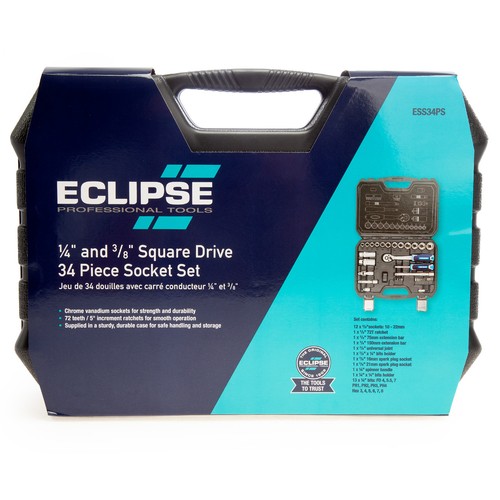 Eclipse 0.6cm & 1cm Steckschlüssel-satz 34 Teile Chrom Inklusive Zubehör ESS34PS - Picture 6 of 7