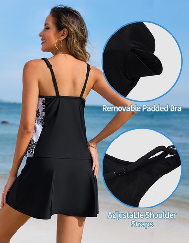 Two Piece Tankini Swimsuits for Women Printed Tankini Top with High Waisted S... - Picture 3 of 7