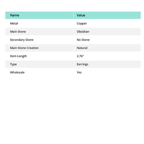 Black Obsidian Gemstone Handmade Copper Wire Wrap Jewelry Earring 2.76 z192 - Foto 5 di 5