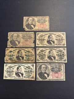 USA Fractional 3rd 5th Series Walker Fessenden 7 Pieces 25c Civil War 1863 Circ