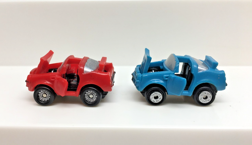 Vintage 1988 Galoob Micro Machines, Lot Of 2 Deluxe '70s Camaros Blue and Red