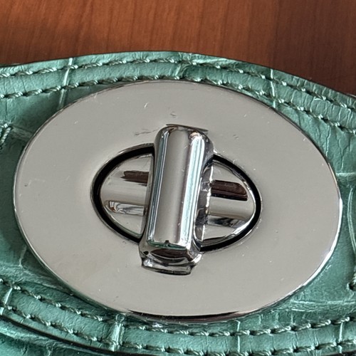 LEER Bolso Cartera Coach Verde Genuino Cuero Repujado Asas Superiores #13919 - Imagen 6 de 24