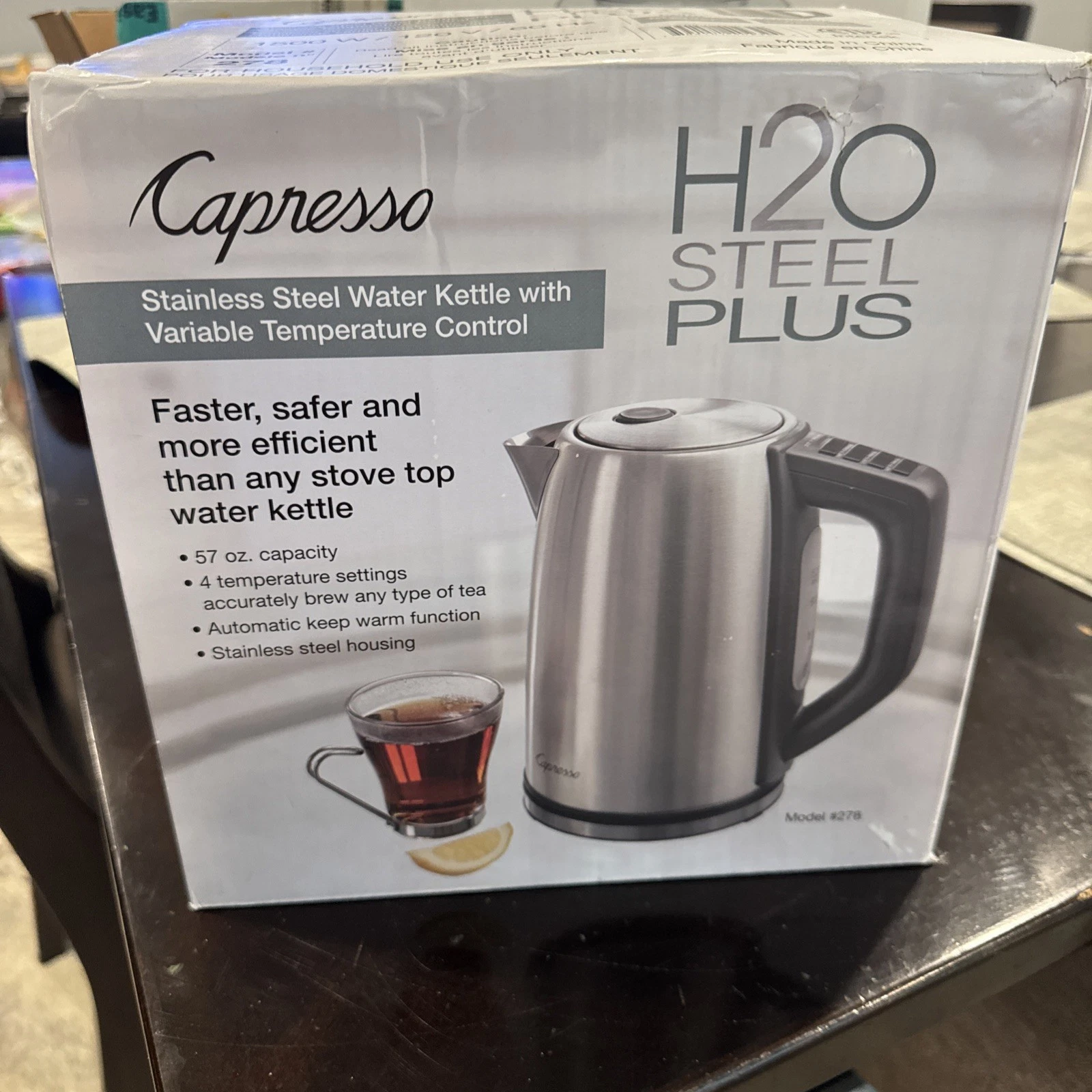 Capresso H2O Steel Plus 57oz. Water Kettle - Black NEW In Box