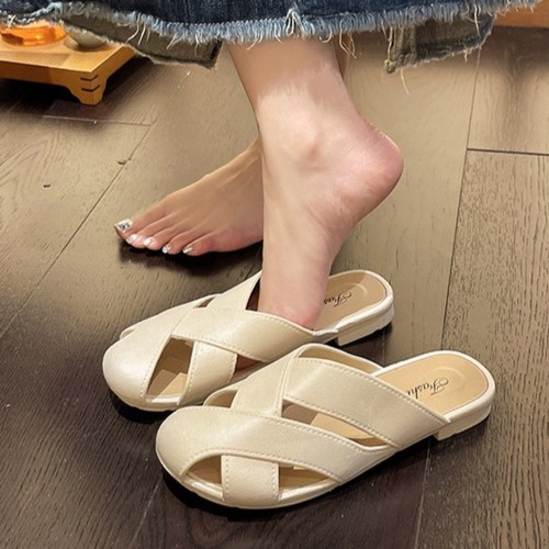 Soft-soled Square Toe Flat Sandals Square Toe Ladies Mules - Picture 6 of 12