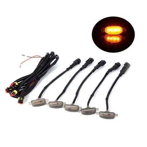 5PCS Front Amber LED Grille Light Kit Smoked Lens For Dodge Ram 1500 2500 3500 - Picture 2 of 12