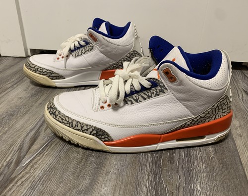 Nike Air Jordan 3 Retro Knicks Mens Size 8.5 136064-148 Sneaker White Orange - Picture 2 of 24