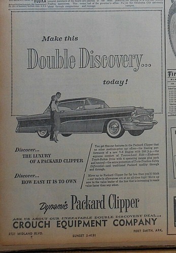 1956 newspaper ad for Packard - Clipper, discover luxury & ease of ownership
