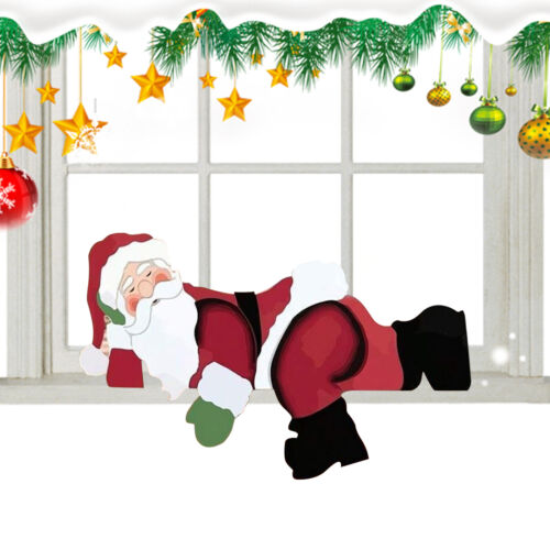 Christmas Yard Decoration Santa Fence Peeker Santa Outdoor Windows Flat Decor