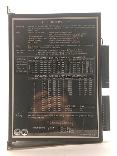 Parker SX57-83 SX6-DRIVE Compumotor Microstep Drive 95-132VAC 50/60Hz - Picture 5 of 8