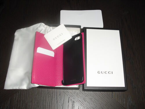 CUSTODIA PORTAFOGLIO GUCCI MADE IN ITALY PELLE IPHONE 7 LOGO TONO ORO CON SCATOLA REGALO - Foto 10 di 18