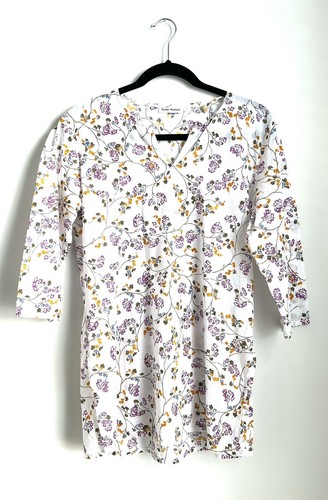 Rollhase Tunika Top Baumwolle geblümt weiß mit magenta & gelben Blumen Gr. S - Bild 1 von 6