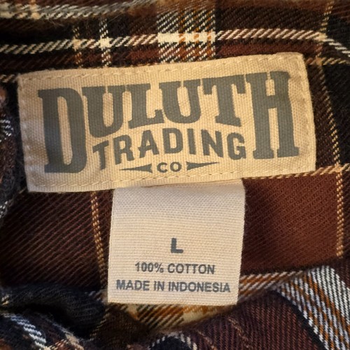Vintage Duluth Trading Co Men's Sz Large Flannel Button Down Shirt Classic Brown - Picture 8 of 10