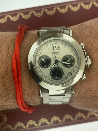 Cartier Pasha 35mm Chronograph Date Automatic Mint Condition #2412 Steel