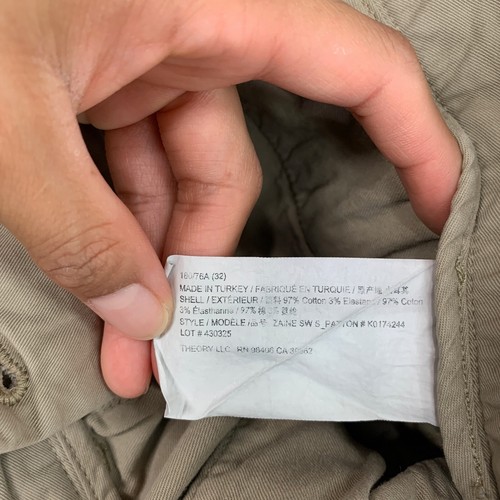 Theory Shorts Mens 32 Parchment Beige Zaine Garment Dyed Cotton Stretch Chino - Picture 7 of 10