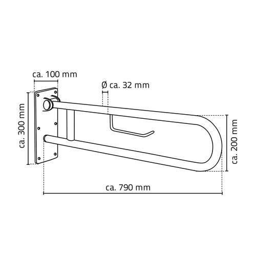 RIDDER WC-Aufstehbügel Uwe, klappbar chromfarben glänzend 79 cm Haltegriff, Aufs - Bild 5 von 10
