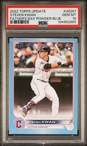2022 Topps Update #US261 Steven Kwan Father’s Day Powder Blue 46/50 PSA 10
