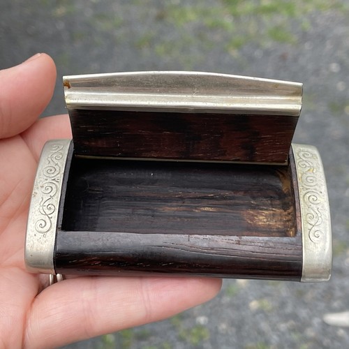 RARE Antique French Snuff Box Wooden Religious Crucifixion Jesus Cross Tobacco - Picture 15 of 16