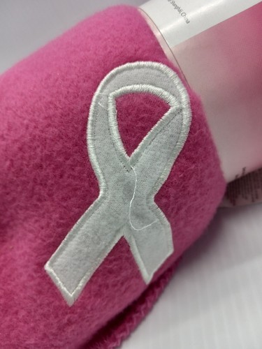 Breast Cancer Awareness Poly Fleece Blanket Pink Ribbon Lap Throw 40" x 40" NEW - Picture 3 of 18