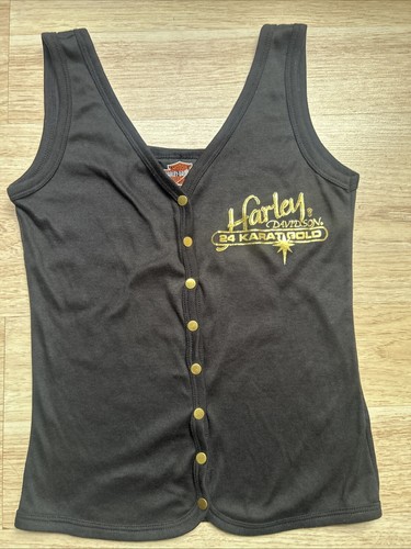 1991 Pacific Harley Davidson Damen Button Tank Top 24K Gold Hawaii Volcano Vintage - Bild 2 von 20