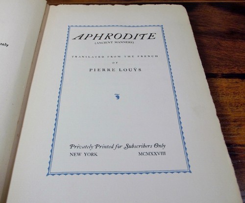 Aphrodite (Ancient Manners) by Pierre Louys - Vtg 1928 Book Private Numbered Ed. - Bild 7 von 11