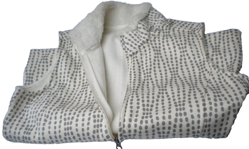 Croft & Barrow Weste, Kunstfellkragen grau Punkte Baumwolle/Polyester Gr. S - Bild 4 von 8
