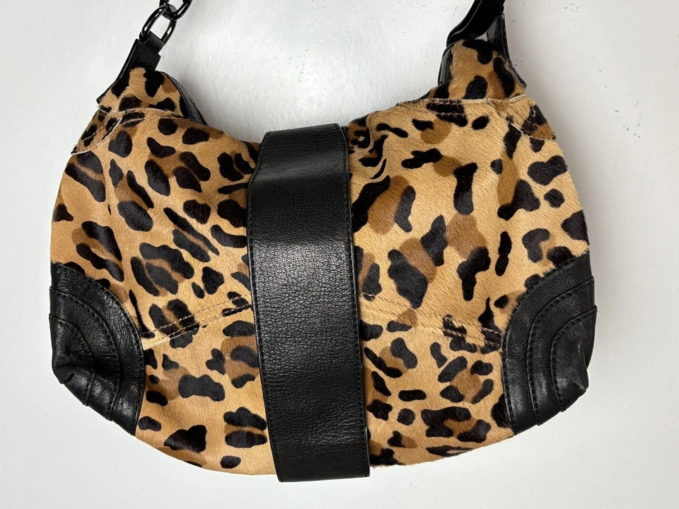 Andrew Marc Bolso de Mano de Cuero Negro Estampado Animal Bolso Cartera En muy buen estado Hobo Foto 4 de 4