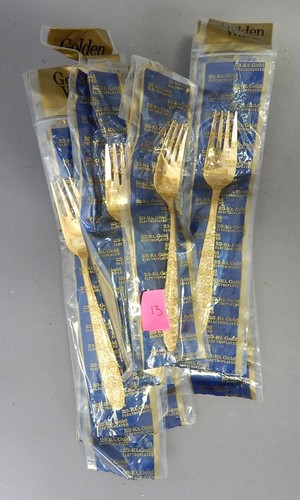 NEW 67pc Stanley Roberts Rose Golden Ware 23kt Plated Mid Century Flatware Set - Picture 2 of 12