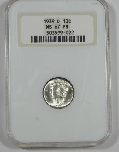 1939-D Mercury Dime NGC Old "Fattie"  Holder MS 67 Full Bands Silver 10c