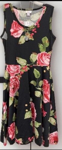 Nuevo con etiquetas Vestido Nikki Sin Mangas Tejido Floral Flor Rosa GRANDE Negro LuLaRoe Pequeño - Imagen 2 de 10