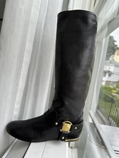 A. Testoni Italian Genuine Leather Black Boots 37.5