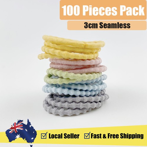100pcs BULK BUY Kids Hair ties Elastic ponytail holder Seamless 3CM  - Picture 5 of 5