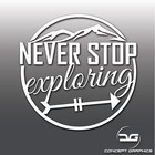 Never Stop Exploring Funny Hike Adventure Car Camper Laptop Vinyl Decal Sticker
