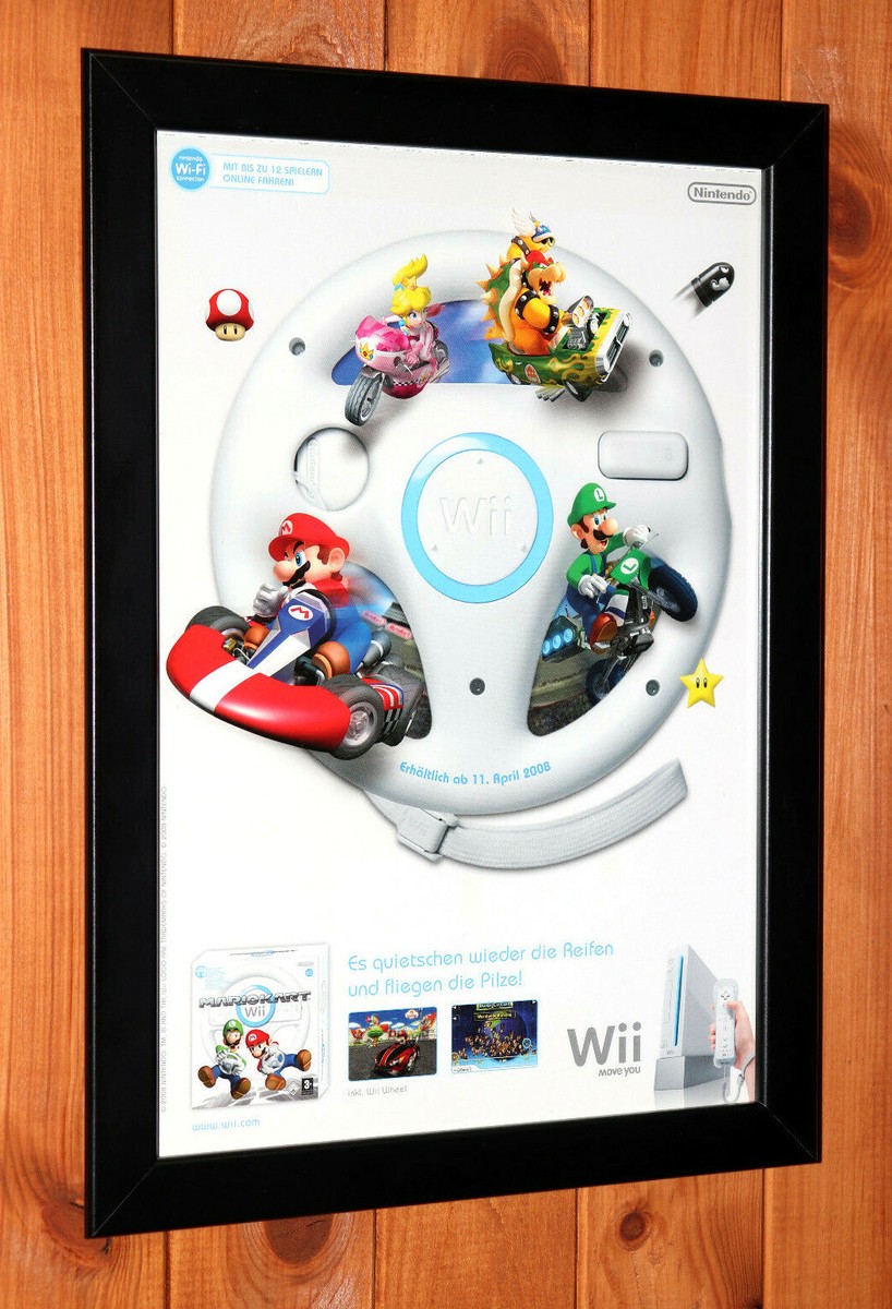 Mario Kart Wii Nintendo Wii Old Rare Small Promo Poster / Ad